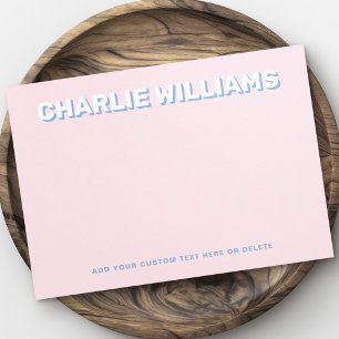 Modern light pink flat blank notecards