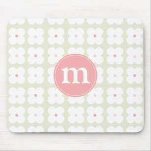 Modern Light Pink & Grey Cute Personalised Mouse Pad