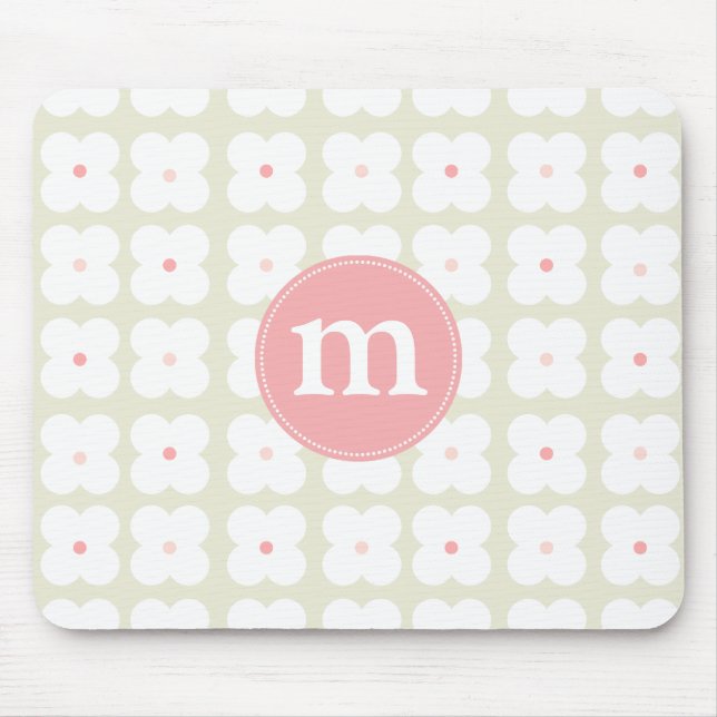 Modern Light Pink & Grey Cute Personalised Mouse Pad (Front)