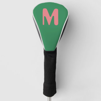 Modern Light Pink Initial Letter | Seaweed Green Golf Head Cover