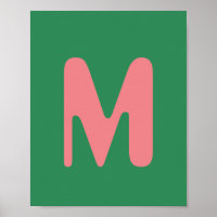 Modern Light Pink Initial Letter | Seaweed Green