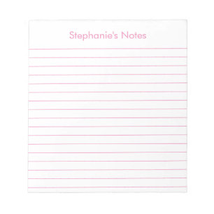 Modern Light Pink Lined Personalised Notepad