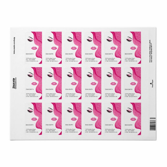 Modern Light Pink with Glitter Effect Label (Full Sheet)
