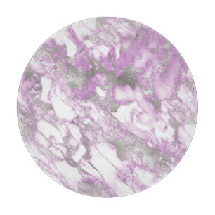 Modern Light Purple and Silver Marble Pattern Cutting Board