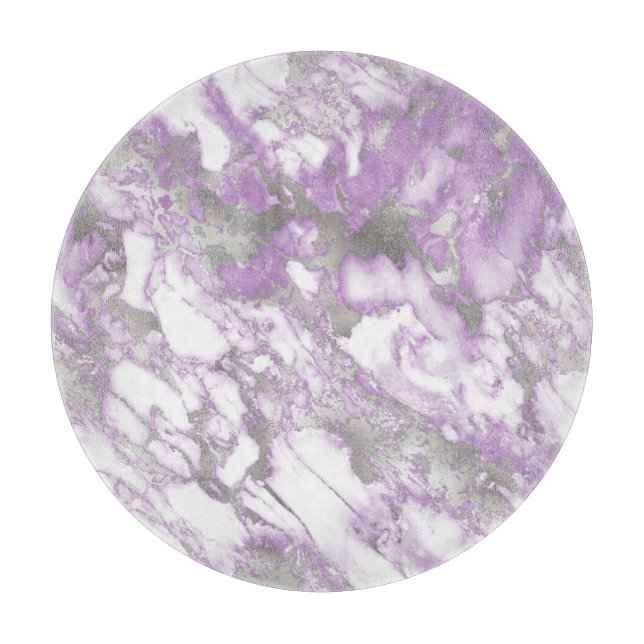 Modern Light Purple and Silver Marble Pattern Cutting Board (Front)