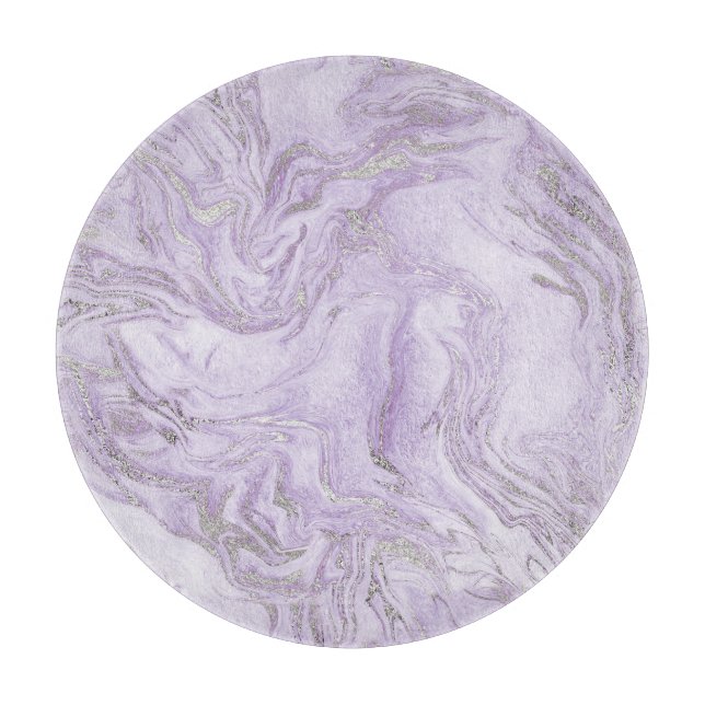 Modern Light Purple and Silver Marble Pattern Cutting Board (Front)