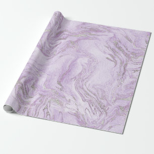 Modern Light Purple and Silver Marble Pattern Wrapping Paper