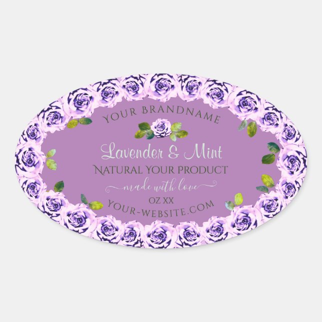 Modern Light Purple Product Labels Flowering Roses (Front)