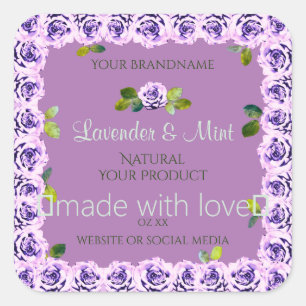 Modern Light Purple Product Labels Flowering Roses