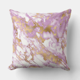 Modern Light Purple, White and Gold Marble Cushion