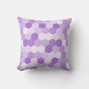 Modern Light Purple White Hexagonal Geometric Cushion