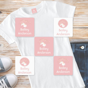 Modern Light Rose Pink White Magical Unicorn Name