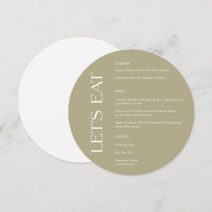 Modern Light Sage Typography Let's Eat Wedding Menu