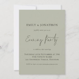 Modern Light Sage Wedding Evening Party Invitation