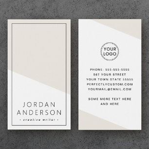 Modern light tan brown geometric business card
