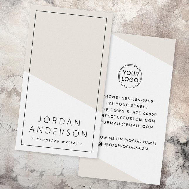 Modern light tan brown geometric business card (Modern light tan brown geometric business card)