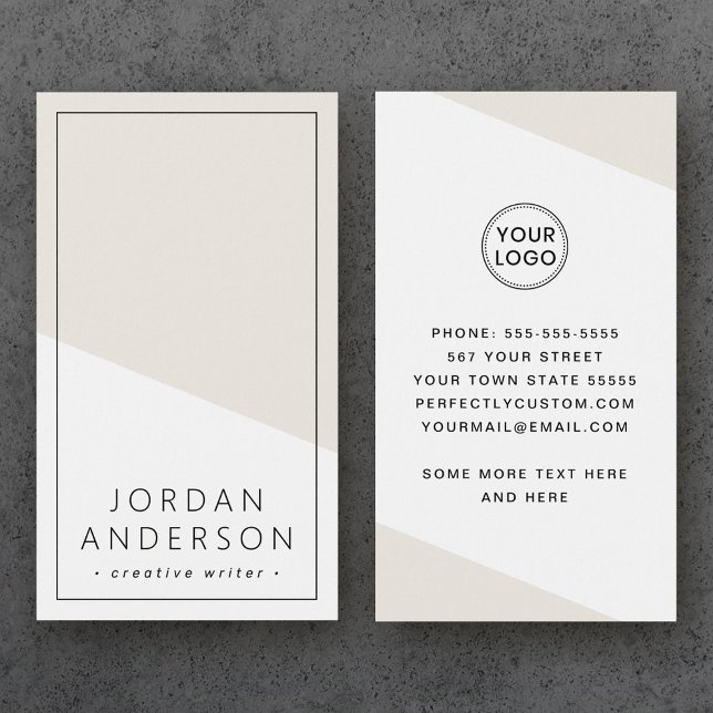 Modern light tan brown geometric business card (Creator Uploaded)