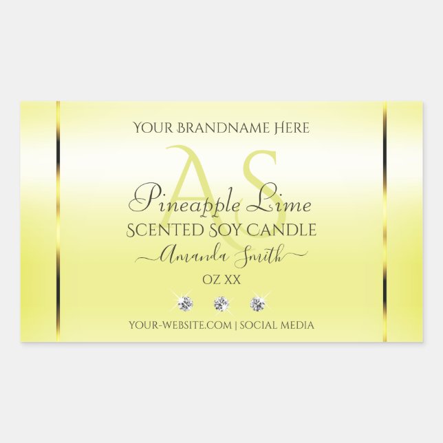 Modern Light Yellow Product Labels Jewels Monogram (Front)