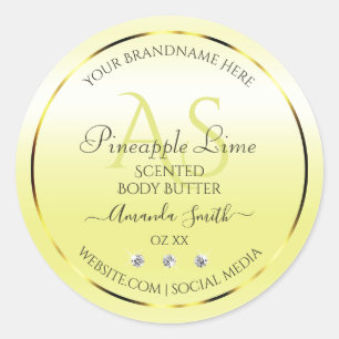 Modern Light Yellow Product Labels Jewels Monogram