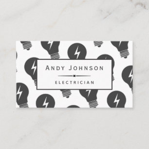 Modern Lightbulb Pattern Electrician Maintenance Business Card