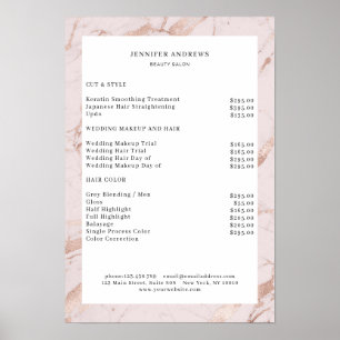 Modern Lightpink-Copper Price List Poster