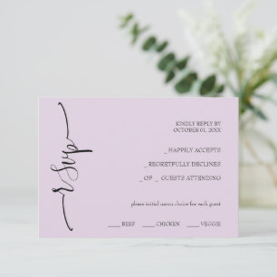 Modern Lilac Calligraphy RSVP Card