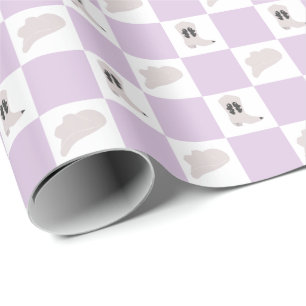 Modern Lilac Checkered Cowgirl Rodeo Pattern Wrapping Paper
