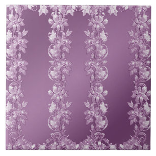 Modern Lilac Floral Ceramic Tile