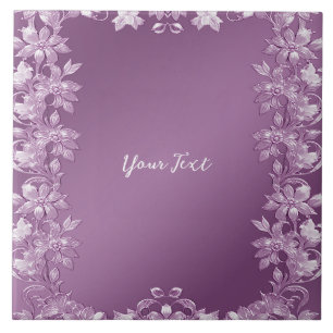 Modern Lilac Floral Ceramic Tile