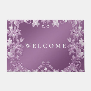 Modern Lilac Floral Doormat