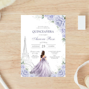 Modern Lilac Floral Quinceanera Invitation