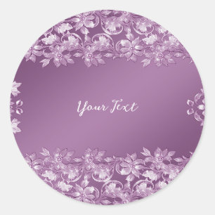 Modern Lilac Floral Round Sticker