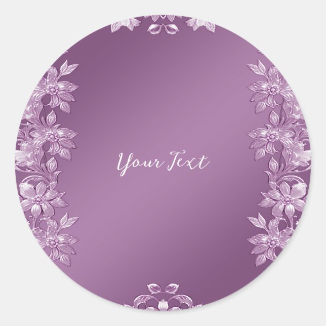 Modern Lilac Floral Round Sticker (Front)