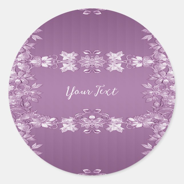 Modern Lilac Floral Round Sticker (Front)