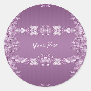 Modern Lilac Floral Round Sticker