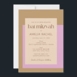 Modern Lilac Gold Pink Geometric Bat Mitzvah Invitation<br><div class="desc">Modern  Lilac Gold Pink Geometric Typography Bat Mitzvah Invitation</div>