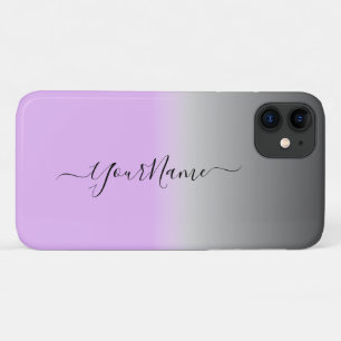 modern  lilac-grey  ombré personalised  iPhone 11 case