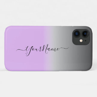 modern  lilac-grey  ombré personalised  iPhone 11 case