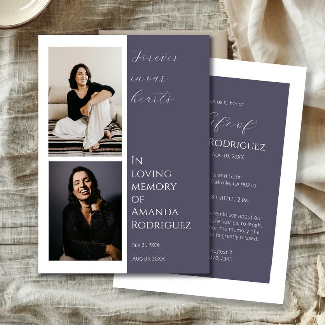 Modern Lilac In Loving Memory Funeral Photo Invitation (Creator Uploaded)