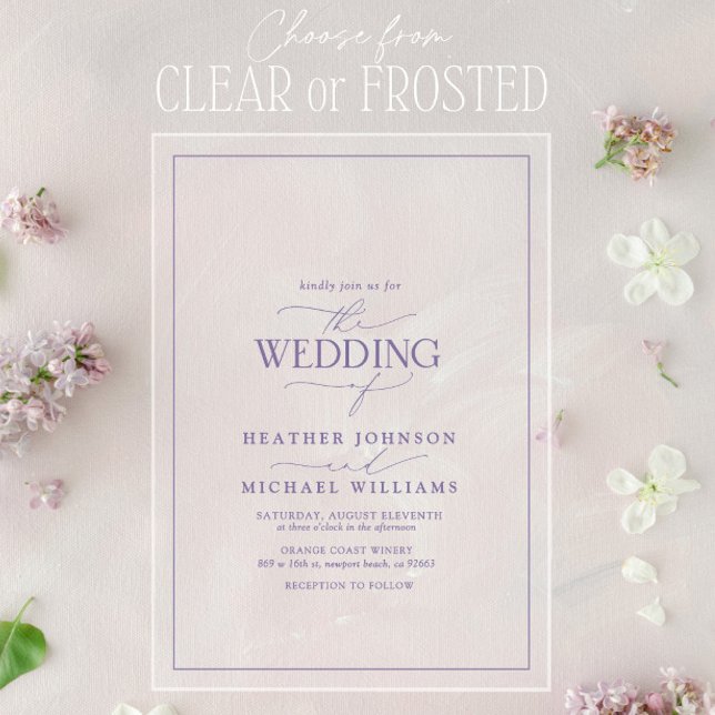 Modern Lilac Lavender Calligraphy Wedding Acrylic Invitations (Creator Uploaded)