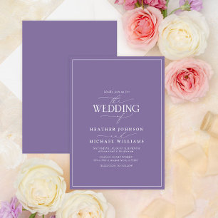 Modern Lilac Lavender Calligraphy Wedding Invitation