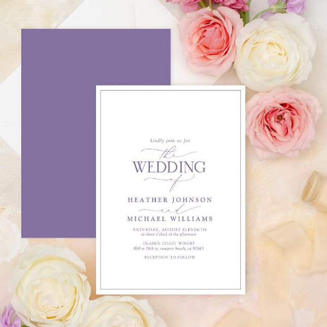 Modern Lilac Lavender Calligraphy Wedding Invitation (Creator Uploaded)