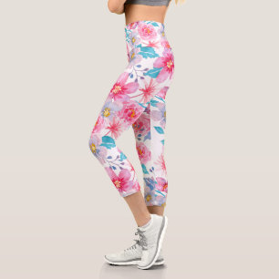 modern lilac-pink and light blue pastel capri leggings