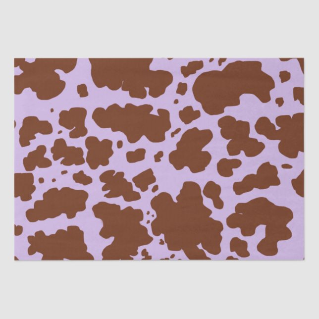 Modern Lilac Purple and Brown Cow Skin Print Tissue Paper (Front)