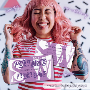 Modern Lilac Purple and White Chic with Monogram Business Card