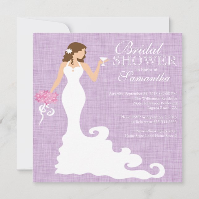 Modern Lilac Purple Bride Wine Bridal Shower Invitation (Front)
