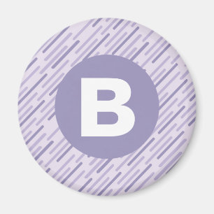 Modern Lilac Purple Diagonal Stripes Monogram Magnet