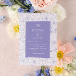 Modern Lilac Purple Floral Toile Wedding Invitation