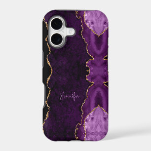 Modern Lilac Purple Gold Agate Crystal Personalise