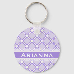 Modern Lilac Purple Moroccan Trellis Key Ring